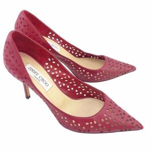 Jimmy Choo raspberry perforated leather Anouk pump- Size 36.5/6.5
